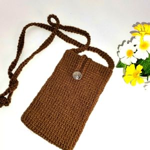 Brown cell phone purse crochet cross body